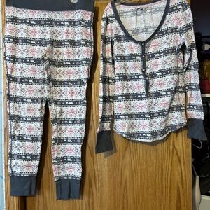 Victoria's Secret Pink and Gray Knit Top PJ’s